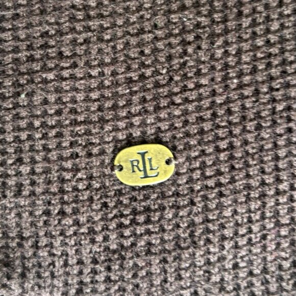 Ralph Lauren - Thermal Knit Cowl Neck Brown Sweater - 100% Cotton (Size: M) - Picture 6 of 7